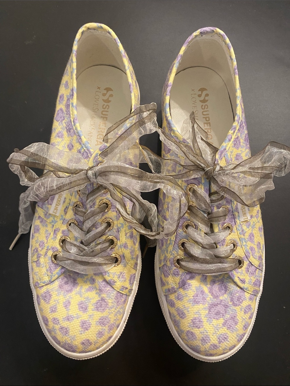 Superga x LoveShackFancy 2790 Platform Sneakers Yellow Purple Floral Lace 40 (9)